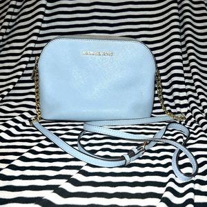 Large Sky Blue MK Saffiano Crossbody Bag